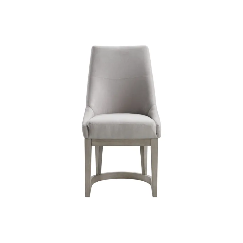 Arcadia Dining Side Chair with Light Grey Fabric & Wood Base in Grey (2 Per Carton)