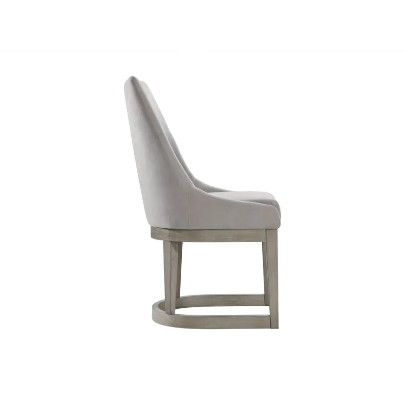 Arcadia Dining Side Chair with Light Grey Fabric & Wood Base in Grey (2 Per Carton)