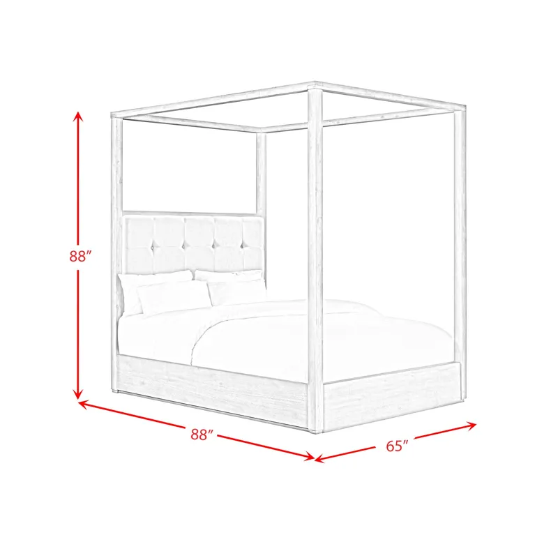 Arcadia Queen Canopy Bed in Grey