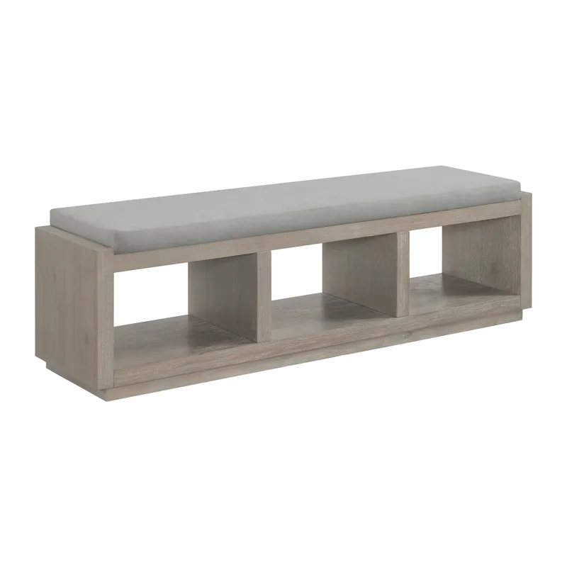 Arcadia Dining Bench with Light Grey Fabric in Grey