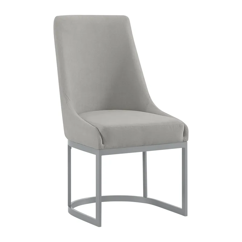 Arcadia Dining Side Chair with Light Grey Fabric & Metal Base in Silver (2 Per Carton)