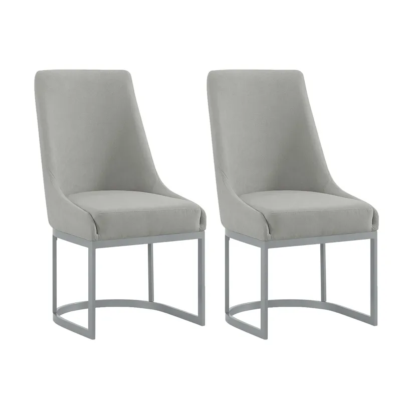 Arcadia Dining Side Chair with Light Grey Fabric & Metal Base in Silver (2 Per Carton)