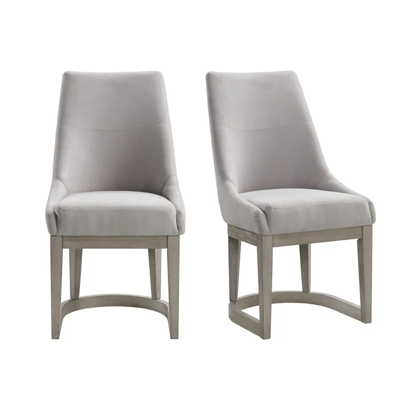 Arcadia Dining Side Chair with Light Grey Fabric & Wood Base in Grey (2 Per Carton)