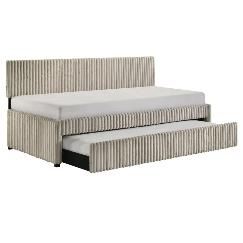 Arden Twin Daybed with Trundle in Corduroy Beige