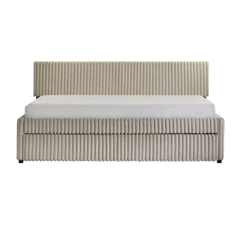 Arden Twin Daybed with Trundle in Corduroy Beige