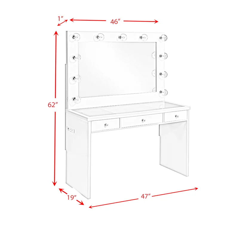 Ariana Complete Dressing Table with Lightbulbs