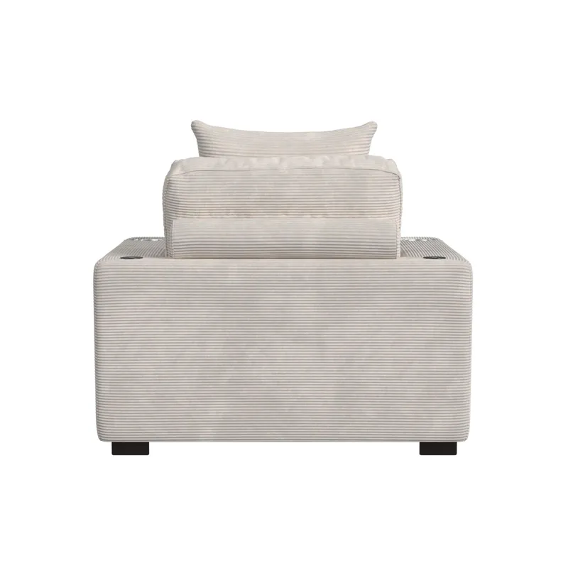 Arizona Chaise with 1 Pillow 20\", 2 Cupholders and 2 USB in Steno Beige