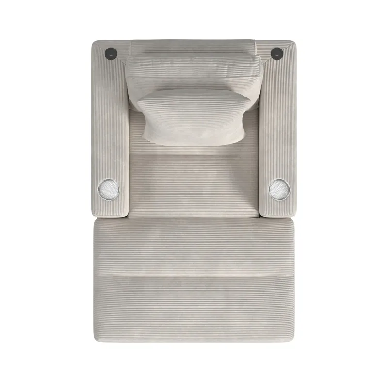 Arizona Chaise with 1 Pillow 20\", 2 Cupholders and 2 USB in Steno Beige