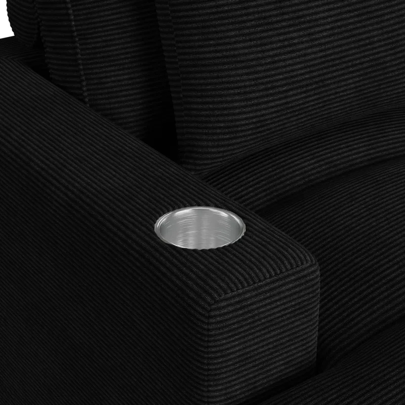 Arizona Chaise with 1 Pillow 20\", 2 Cupholders and 2 USB in Steno Black