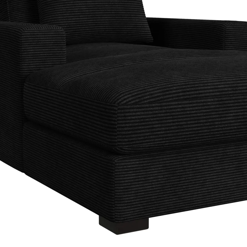 Arizona Chaise with 1 Pillow 20\", 2 Cupholders and 2 USB in Steno Black