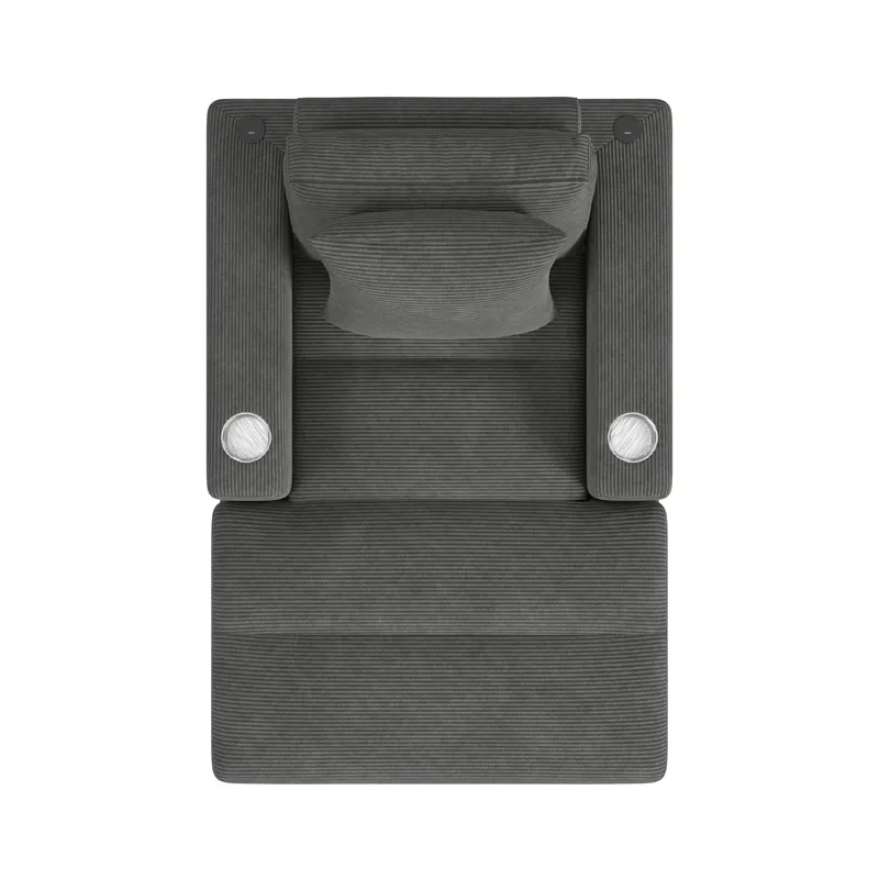 Arizona Chaise with 1 Pillow 20\", 2 Cupholders and 2 USB in Steno Charcoal