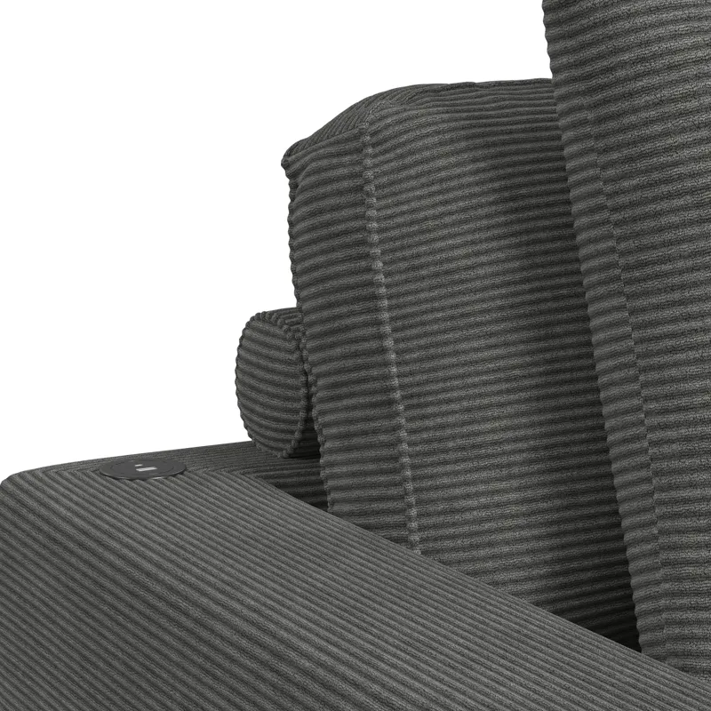 Arizona Chaise with 1 Pillow 20\", 2 Cupholders and 2 USB in Steno Charcoal