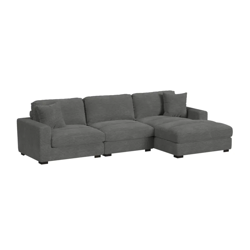 Arizona Modular LHF Armchair with 1 pillow 20\" in Steno Charcoal