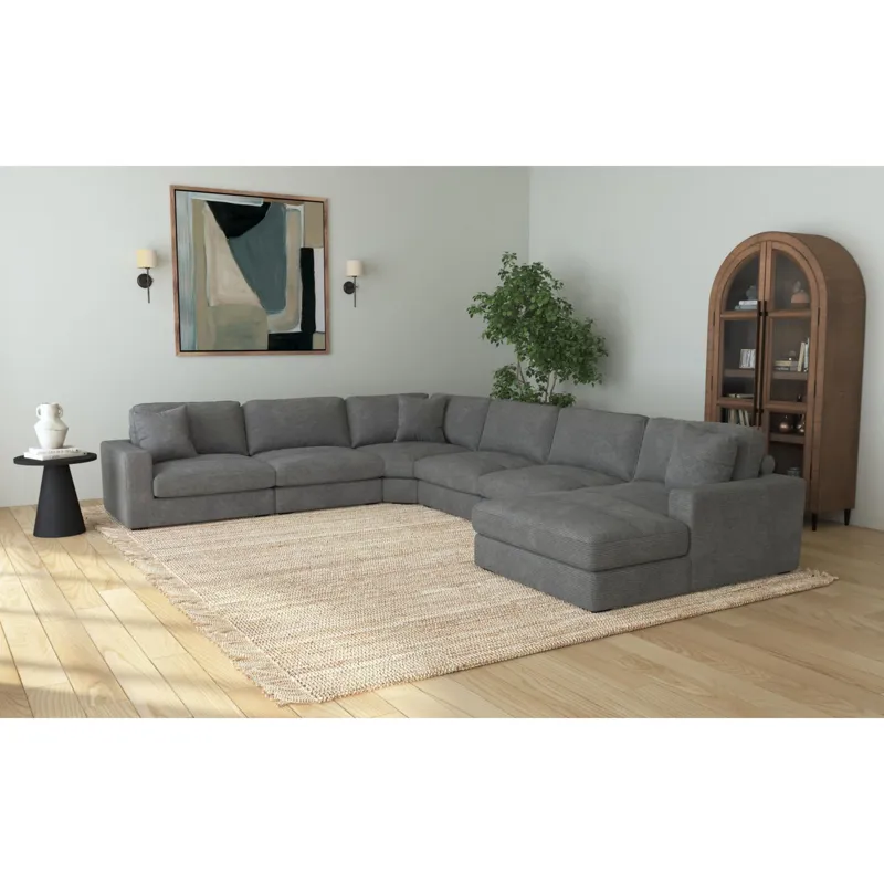 Arizona Modular LHF Armchair with 1 pillow 20\" in Steno Charcoal