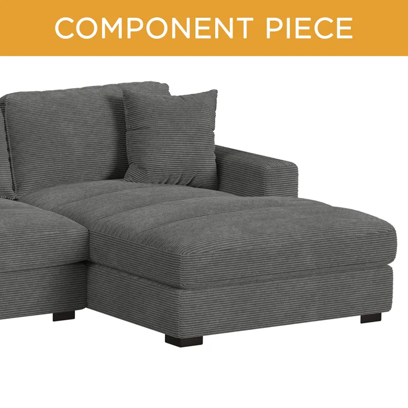 Arizona Modular RHF Chaise with 1 pillow 20\" in Steno Charcoal