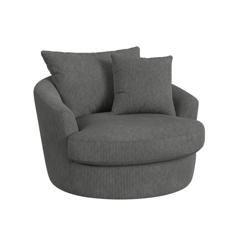 Arizona Swivel Chair with 1 pillow 20\" in Steno Charcoal