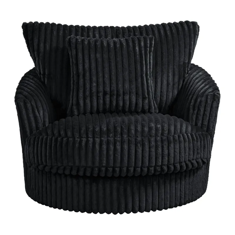 Arizona Swivel Chair with 1 Pillow 20” in Grand Cord Black