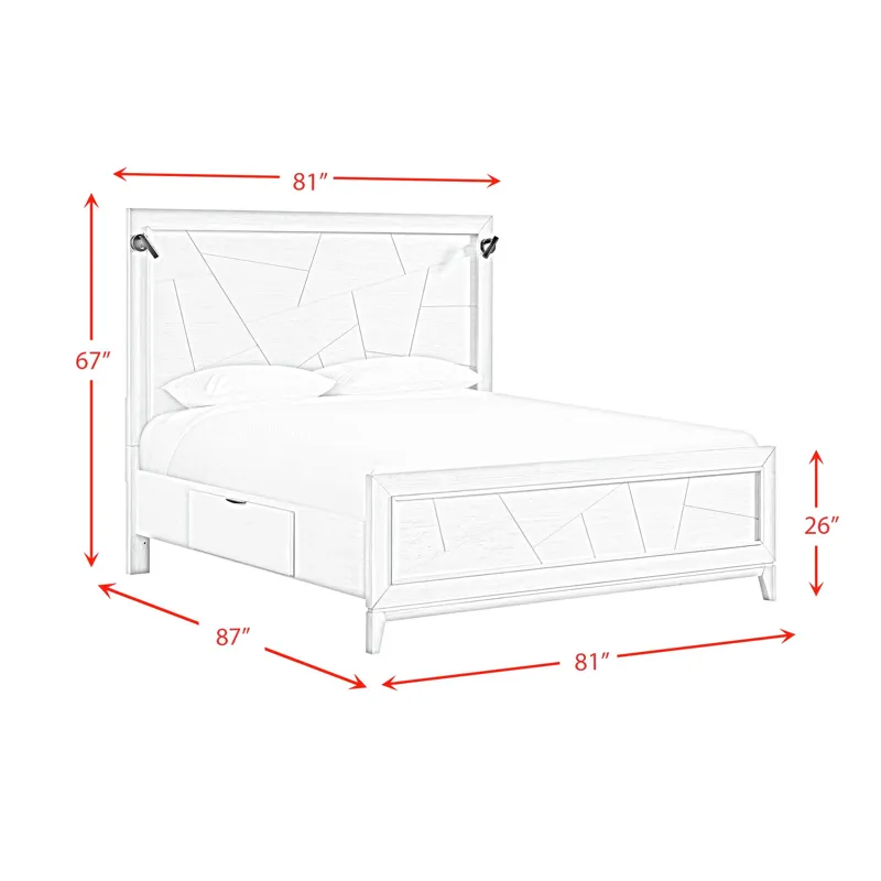 Artis King Bed w/ Storage in White