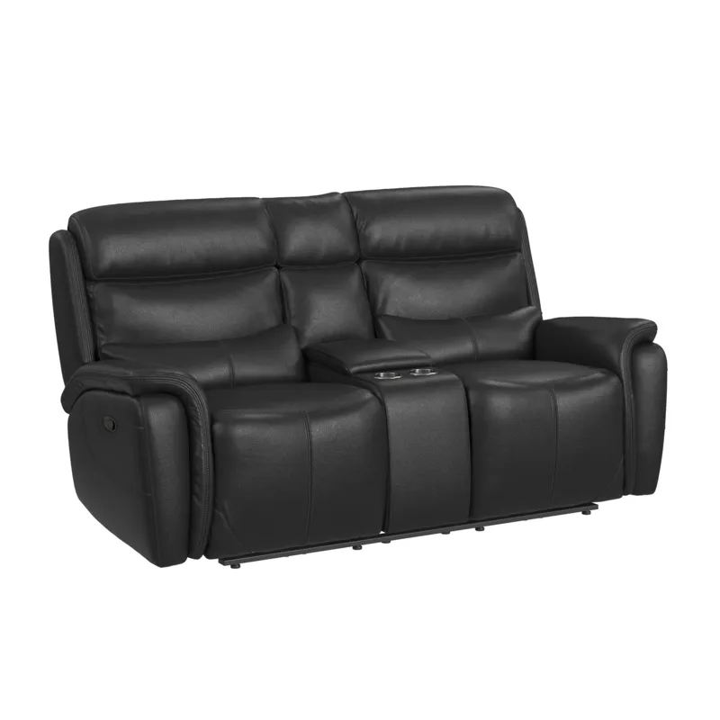 Aruba Motion Loveseat with Console in Pebble Black