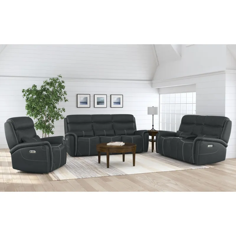 Aruba Power Motion Loveseat with Power Headrest and Console in Pebble Grey