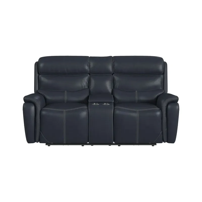 Aruba Power Motion Loveseat with Power Headrest and Console in Pebble Navy