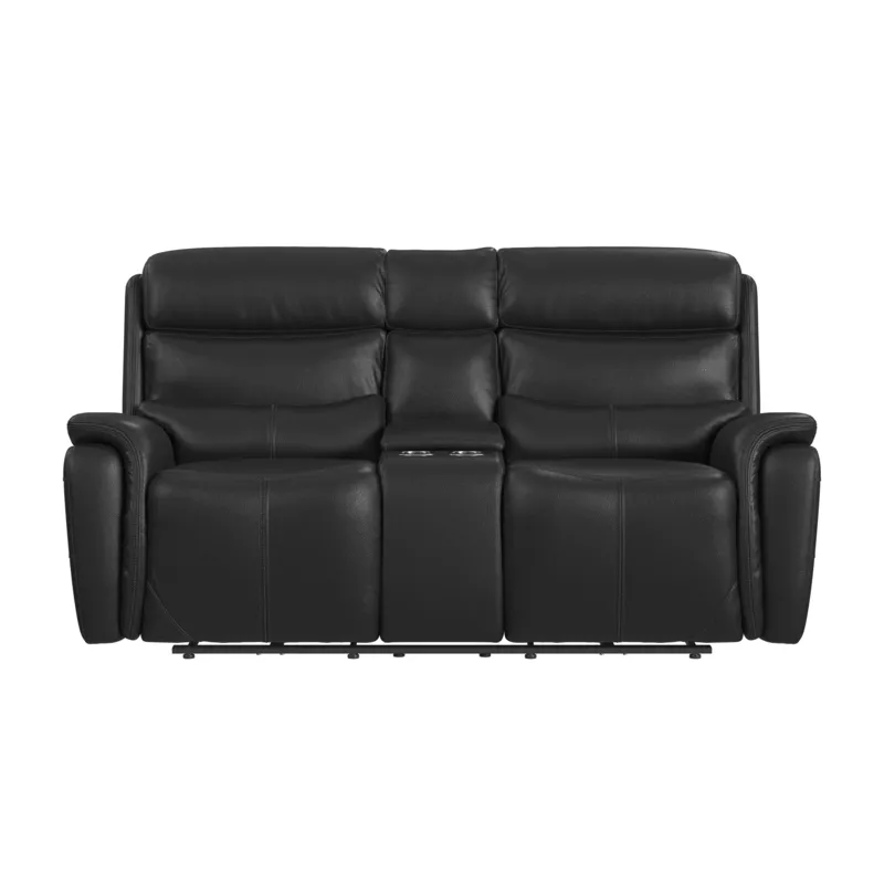 Aruba Motion Loveseat with Console in Pebble Black