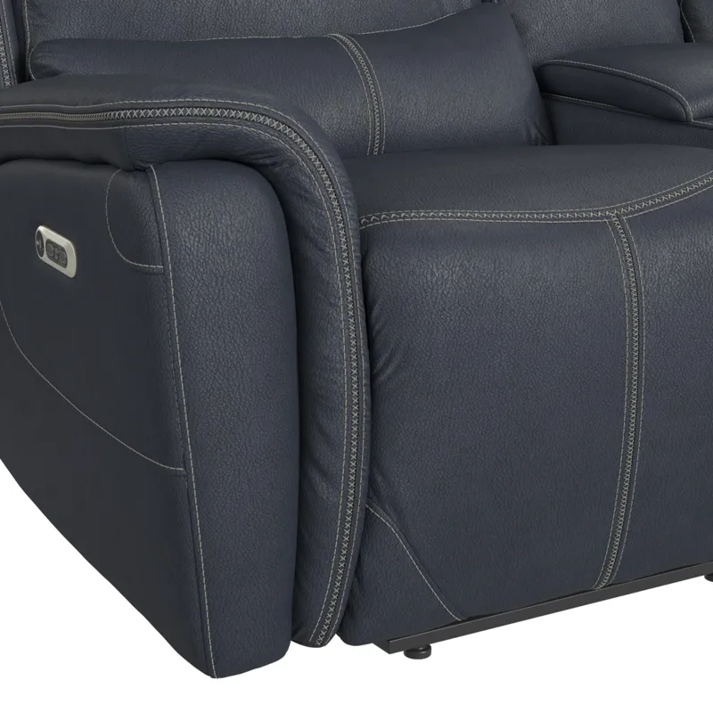 Aruba Power Motion Loveseat with Power Headrest and Console in Pebble Navy