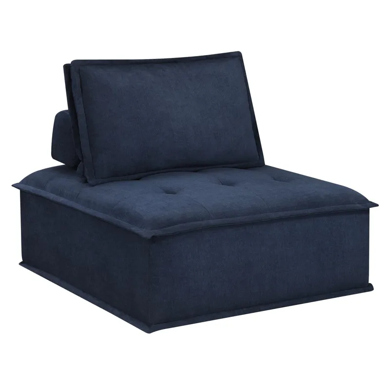Paxton Armless Chair In Columbia Navy with match welt
