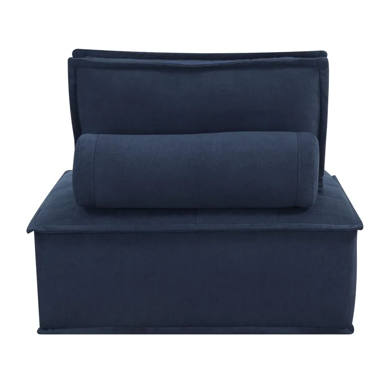 Paxton Armless Chair In Columbia Navy with match welt