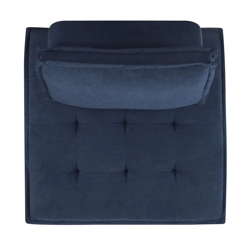 Paxton Armless Chair In Columbia Navy with match welt