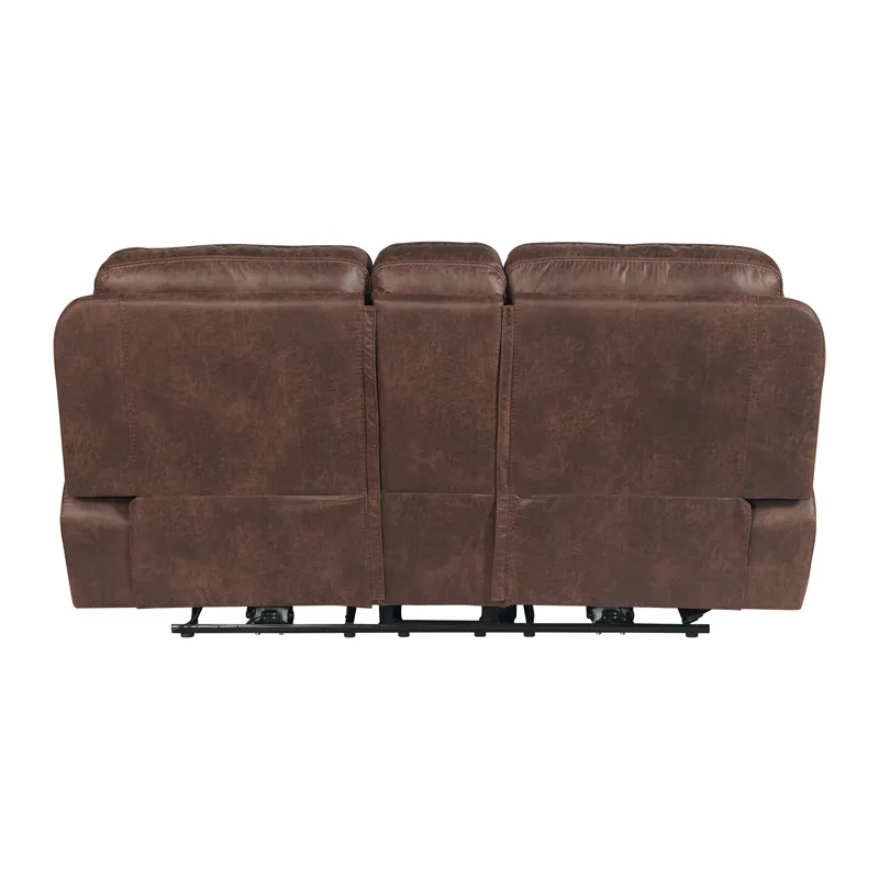 Atlantis Power Motion Loveseat with Power Motion Head Recliner & Console in Heritage Brown