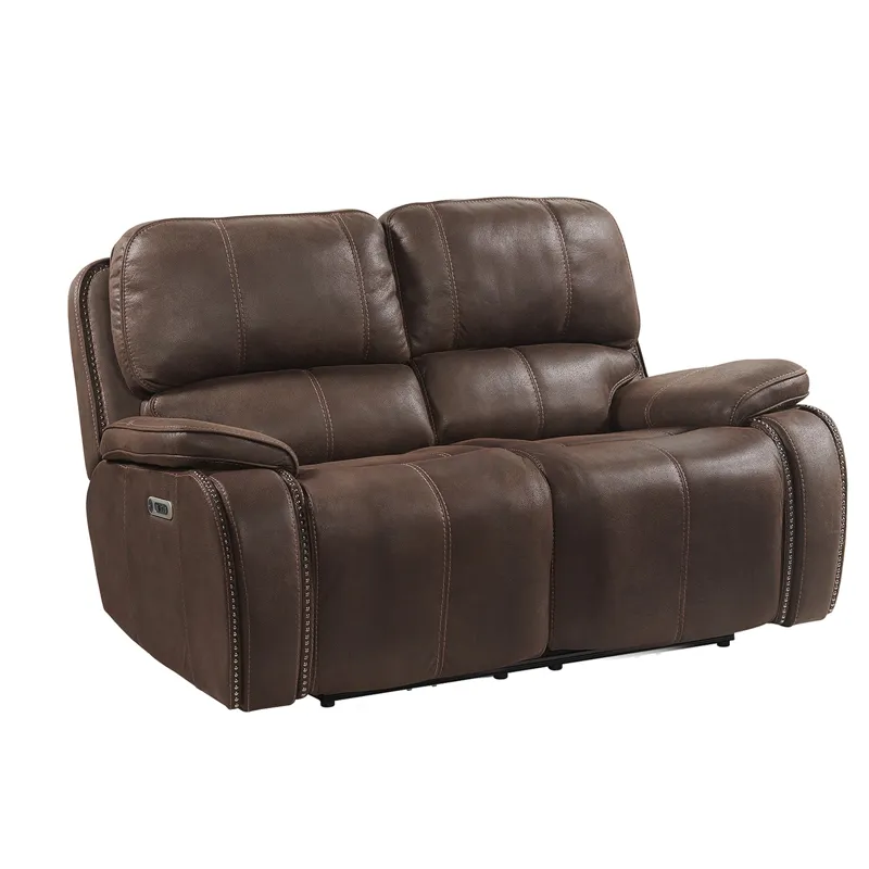 Atlantis Power Motion Loveseat with Power Motion Head Recliner in Heritage Coffee