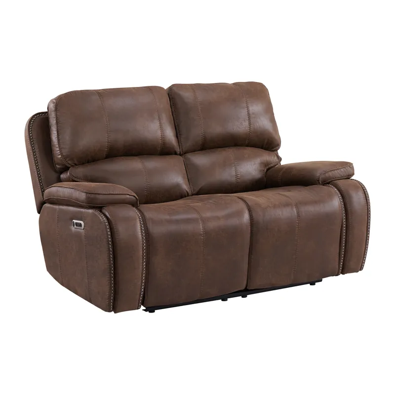 Atlantis Power Motion Loveseat with Power Motion Head Recliner in Heritage Brown