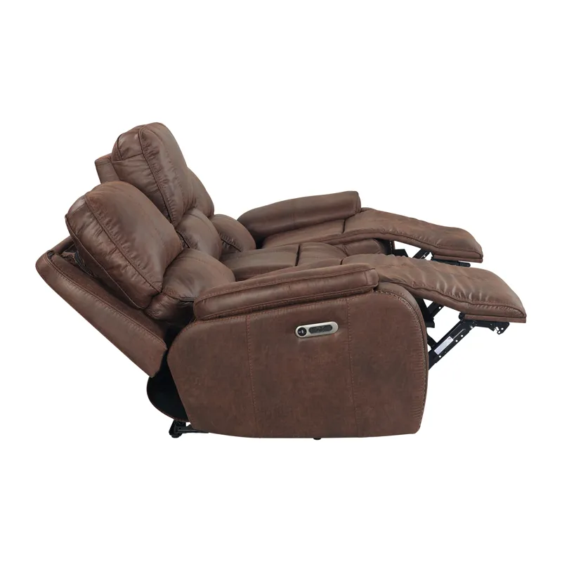 Atlantis Power Motion Sofa with Power Motion Head Recliner in Heritage Brown