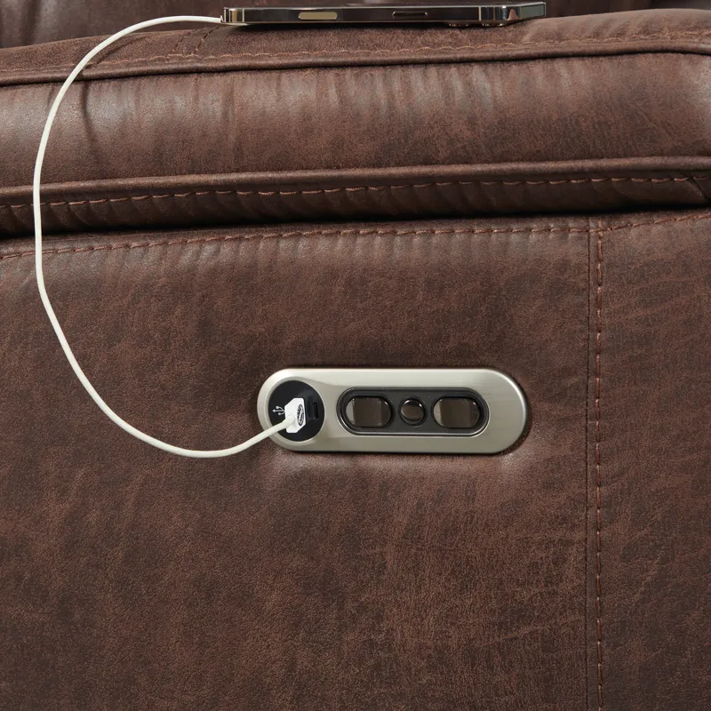 Atlantis Power Motion Loveseat with Power Motion Head Recliner in Heritage Brown