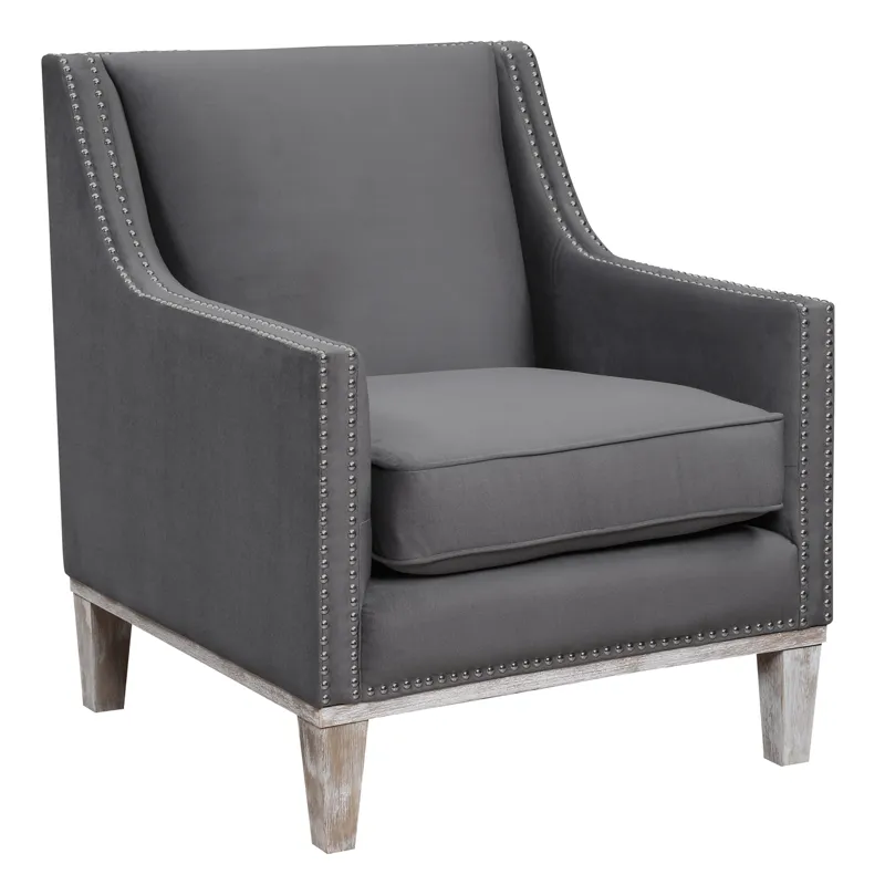 Augusta 16038 Chair W/Wood Leg Distressed Otto Charcoal F231(ISTA 3 packaging)