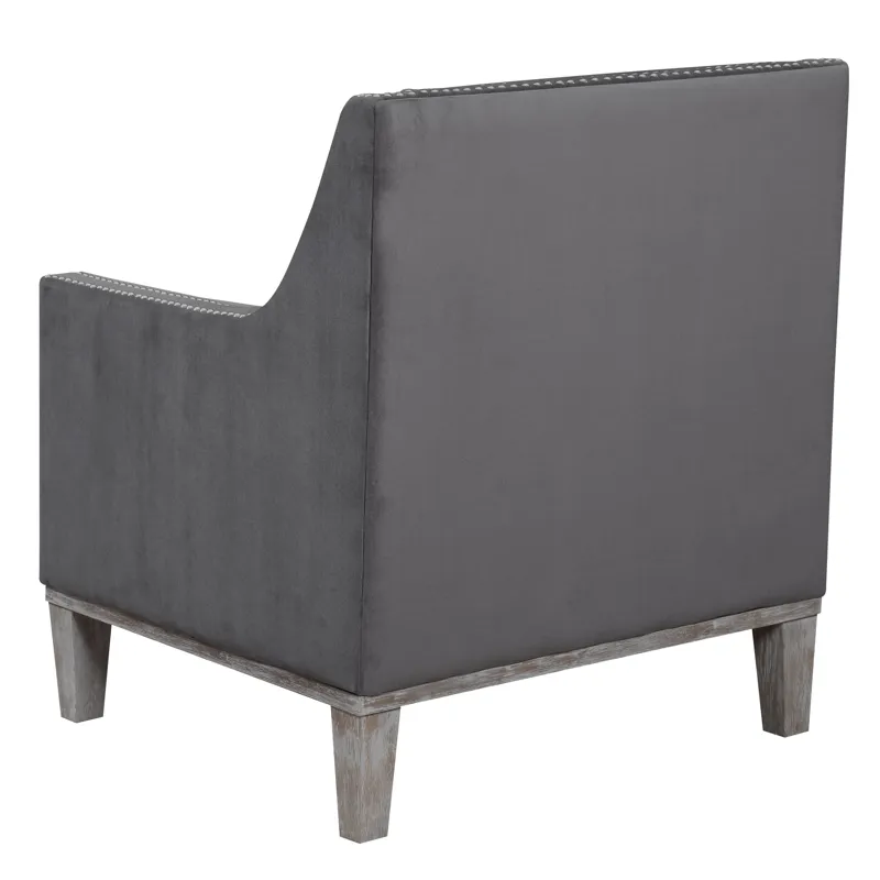 Augusta 16038 Chair W/Wood Leg Distressed Otto Charcoal F231(ISTA 3 packaging)