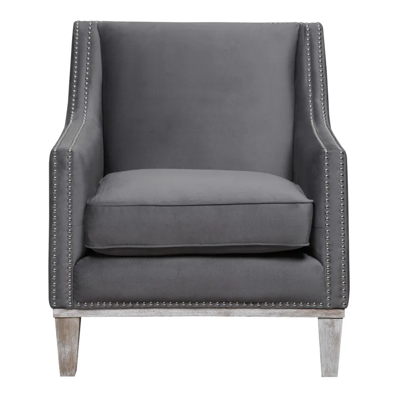 Augusta 16038 Chair W/Wood Leg Distressed Otto Charcoal F231(ISTA 3 packaging)