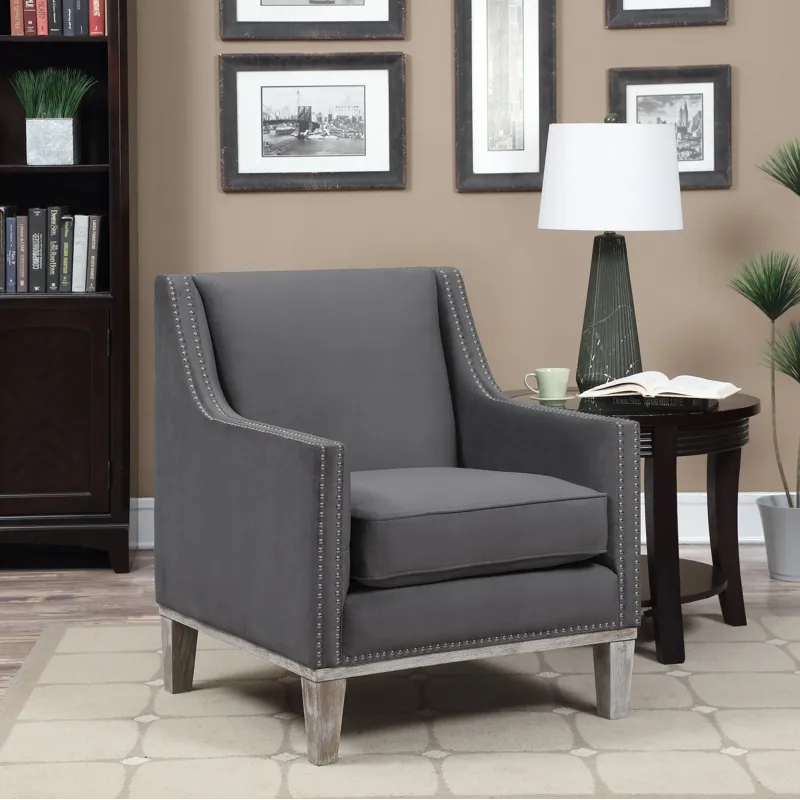 Augusta 16038 Chair W/Wood Leg Distressed Otto Charcoal F231(ISTA 3 packaging)