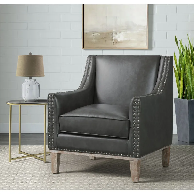 Augusta 16038 Chair W/Wood Leg Distressed In Phoenix Magnetite (ISTA 3 Packaging)