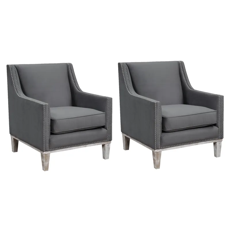 Augusta 16038 Chair W/Wood Leg Distressed Otto Charcoal F231(ISTA 3 packaging)