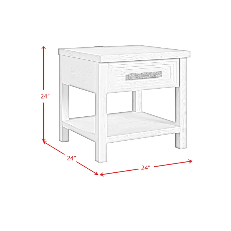 Avalanche End Table with USB in Antique White