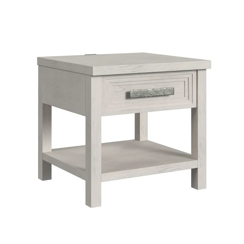 Avalanche End Table with USB in Antique White