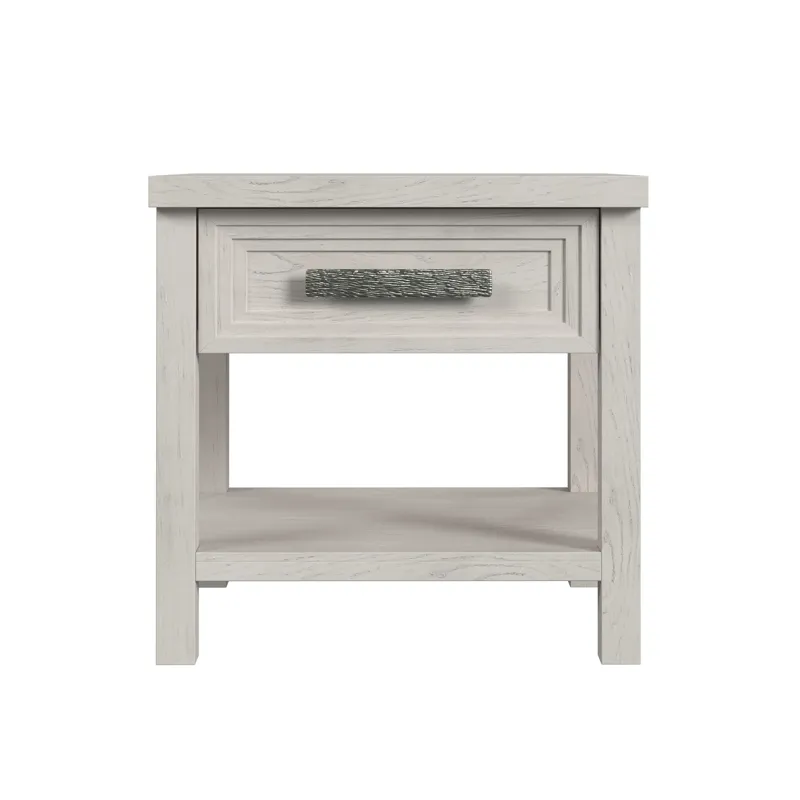 Avalanche End Table with USB in Antique White