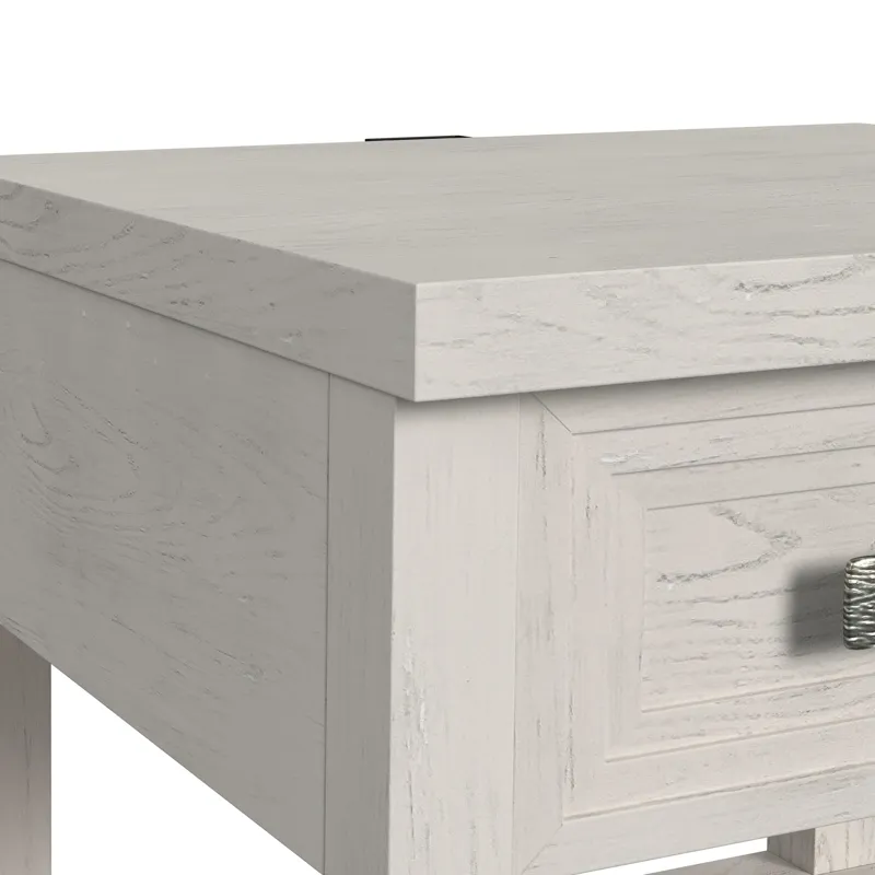 Avalanche End Table with USB in Antique White
