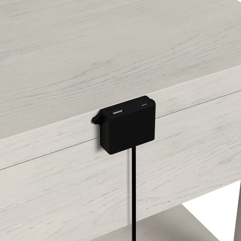 Avalanche End Table with USB in Antique White