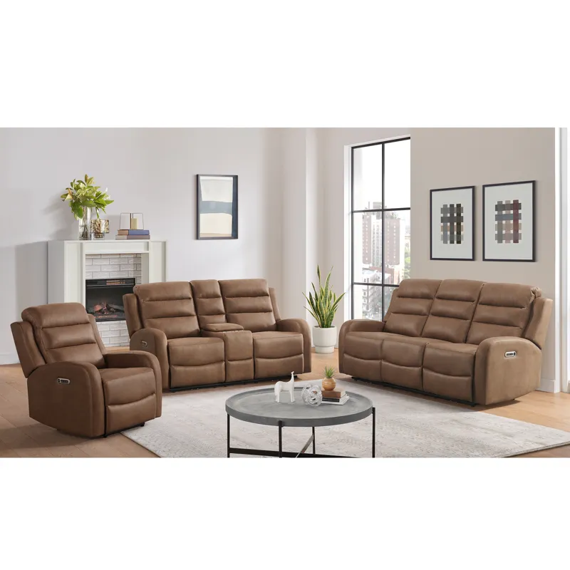 Avanti Power Recliner with Power Motion Head Recliner in Whiskers PU Brown