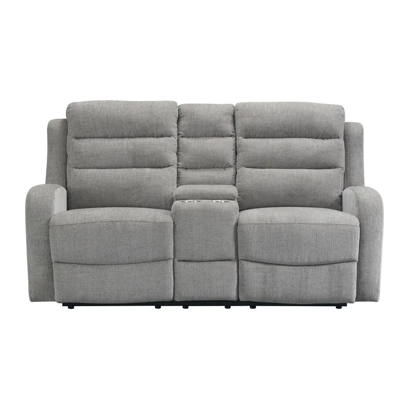 Avanti Motion Loveseat with Console in Whiskers Nature Grey