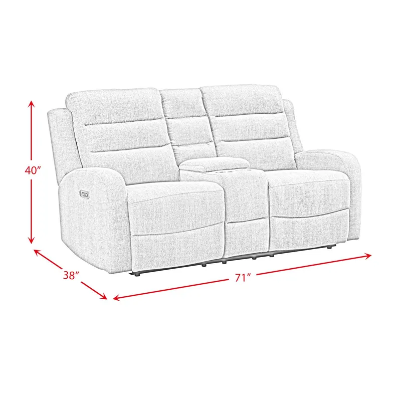 Avanti Power Motion Loveseat with Power Motion Head Recliner & Console in Whiskers PU Brown