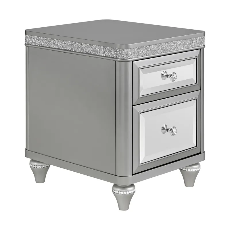 Avril Chairside Table with Power/USB in Silver